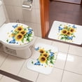 thumbnail image 5 of Spring Sunflower Bathroom Rugs Set Watercolor Pastoral Blue Butterfly Non Slip Absorbent Soft Bath Mats 3 Piece Set with Bathroom Rug, U-Shaped Floor Mat, Toilet Seat Cover Large Size, 5 of 9