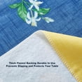 thumbnail image 4 of Home Bargains Plus Spring French Country Lemon Grove Vinyl Tablecloth with Flannel Backing, 52 x 52 Inch Square, Blue and Yellow Citrus Lemon Print, Easy Care Wipe Clean Indoor Outdoor Table Cover, 4 of 5