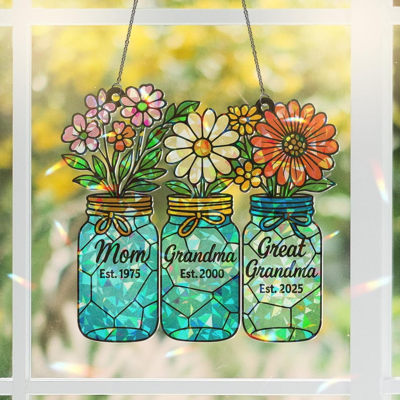 Floral Jar Hologram Ornament: Generations Family Keepsake