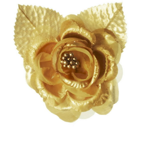 12 Silk Roses Wedding Favor Flower Corsage -  Gold