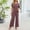 Wine, variant on Women Pjs Sets Lace Short Sleeve Crew Neck Pant Sets Business Casual 2 Pc Womens Pajamas Lounge Set S