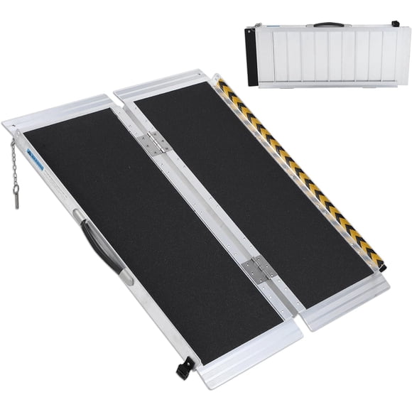 Historyli Rampa portátil para silla de ruedas de 1,2 m, de aluminio antideslizante, plegable, para discapacitados, con superficie antideslizante y tiras reflectantes.