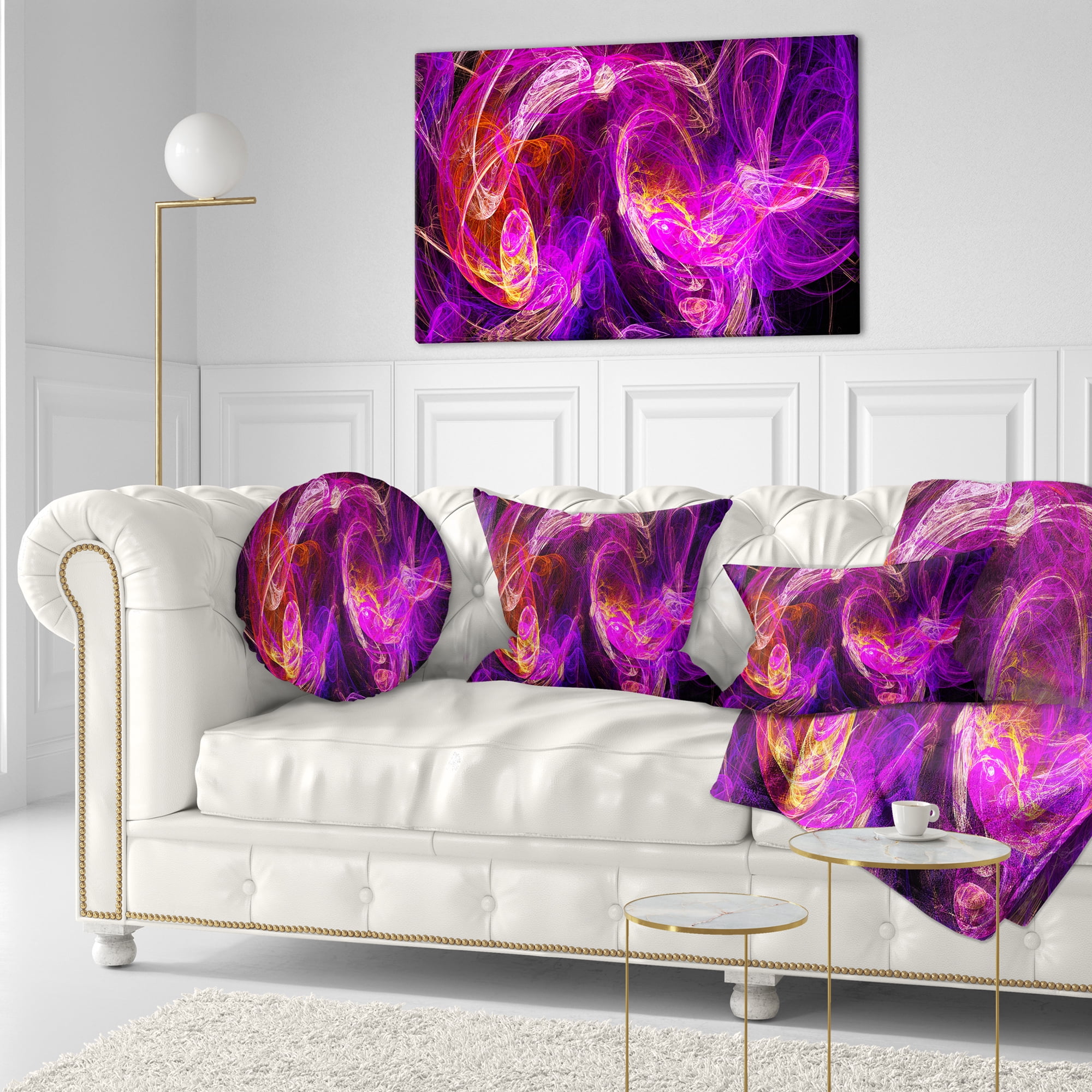 Designart Colored Smoke Blue Purple - Abstract Throw Pillow - 12x20