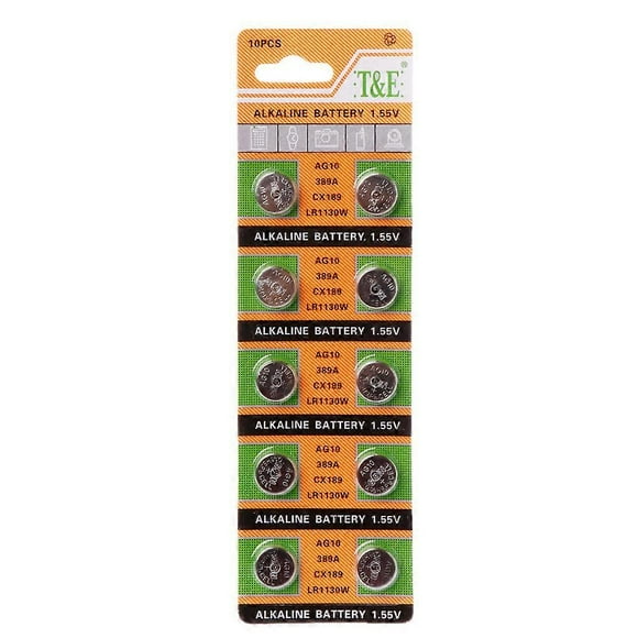 10PCS Cell Coin Alkaline Battery AG10 1.55V Button Battery LR1130 for Watch