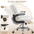 thumbnail image 6 of COOLHUT Criss Cross Chair with Flip-Up Arms and Wheels, Moveable Back Cushion Wide Seat Office Desk Chair, Swivel Cross Legged Chair for Home Office, Study, Vanity, Velvet Fabric, Beige, 6 of 15