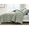 thumbnail image 3 of Chezmoi Collection Presley 3-Piece Washed Cotton Comforter Set Queen Size, Elegant Teal Ivory Brown Paisley Floral Printed Bedding Set Reversible Lightweight Comforter for All Season, 3 of 9