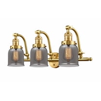 515-3W-SG-G53 Innovations Lighting Bell - 3 Light Bath Vanity In Industrial Style-12 Inches Tall and 28 Inches Wide-Satin Gold Finish-Light Smoke