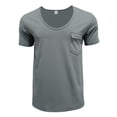 thumbnail image 2 of NinXxx Men's V Neck Solid Large Casual Short Sleeve Pocket Tee Grey M, 2 of 6