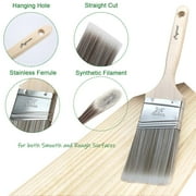 Magimate Wooden Paint Brush Synthetic Bristle Variety Pack, 1-2.5 inch, Flat & Angle Sash, Pack of 5