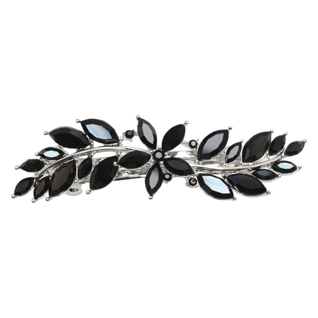 Faship magnífico pasador de pelo con flor pequeña de cristal de diamantes de imitación negro