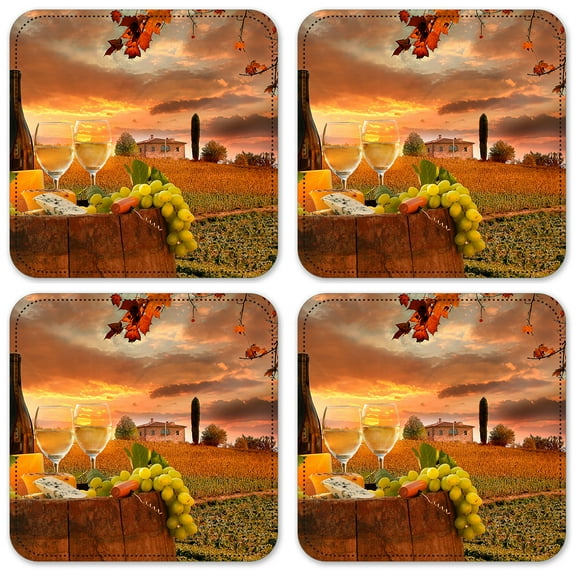 Vinyl Drink Coasters - Set of 4 - Wine by an Italian Winery