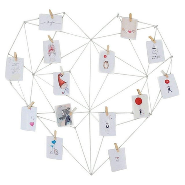 Estantes de pared de hierro en forma de corazón, estantería artística, estante de rejilla en forma de corazón, caja flotante, decoración de pared de malla, fotos, soporte para postales