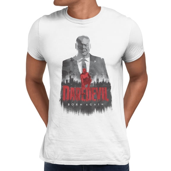 Marvel Daredevil Born Again In The City Of Fisk Men's T Shirt (White, S-3XL)