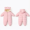 thumbnail image 3 of KYAIGUO Infant Baby Winter Down Jumpsuit Romper for Girls Boys One-Piece Bear Hoodie Jumpsuit Snowsuit Puffer Warm Bodysuits, 3 of 9