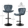 thumbnail image 3 of Hawsaiy Modern Bar Stools Set of 2, Adjustable Faux Leather Upholstered Swivel Bar Stools, Counter Height Bar Chairs with Back for Kitchen Island, Dark Blue, 3 of 10