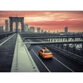 thumbnail image 2 of Frank, Assaf 18x15 Gold Ornate Wood Framed with Double Matting Museum Art Print Titled - Cab on brooklyn bridge, Manhattan, New York, 2 of 4