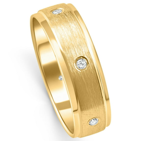Pompeii Mens 1/4ct 14K Gold Diamond Comfort Fit Brushed Wedding Ring (G/H,SI)