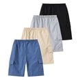 thumbnail image 3 of Fdqin Boys Shorts 4 Pcs Summer Cargo Elastic Waist Jogger Sports Athletic Short with Pocket Grey Apricot Black Blue 3-4 Years, 3 of 9