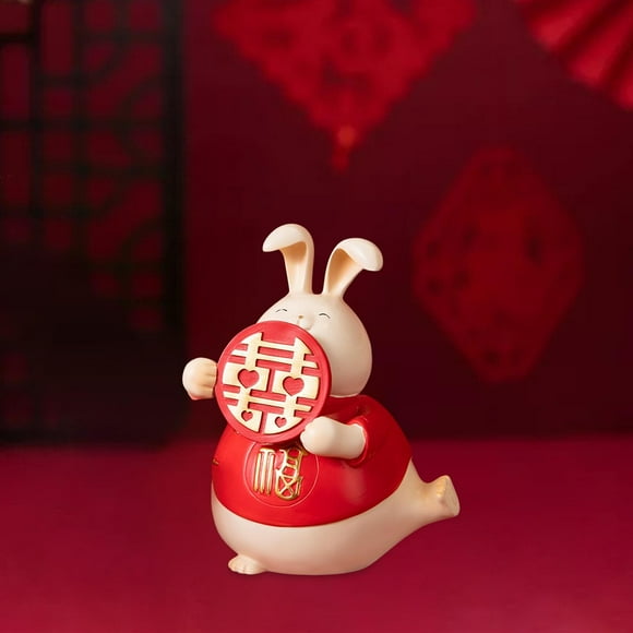 Estatua de de estilo chino, adorno de estatuilla de , escultura artesanal para la decoración de vacaciones del dormitorio Fernando Escultura de conejo