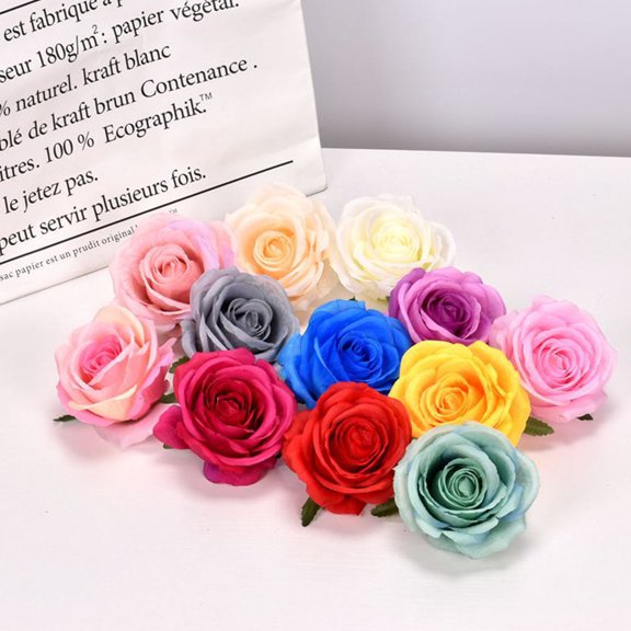 BESTYASH 10Pcs Silk Cloth Rose Flower Heads Multi Color for Creative Wedding Decorations