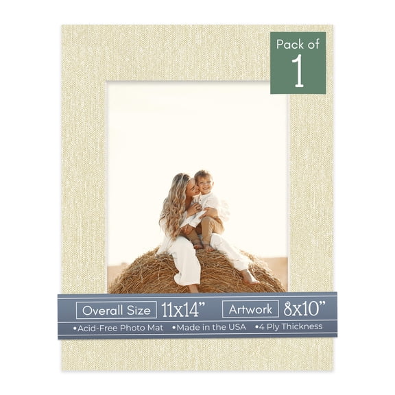 Off White Canvas Picture Frame Mat for 11x14 Frames - Fits 8x10 Photos - 1 Mat
