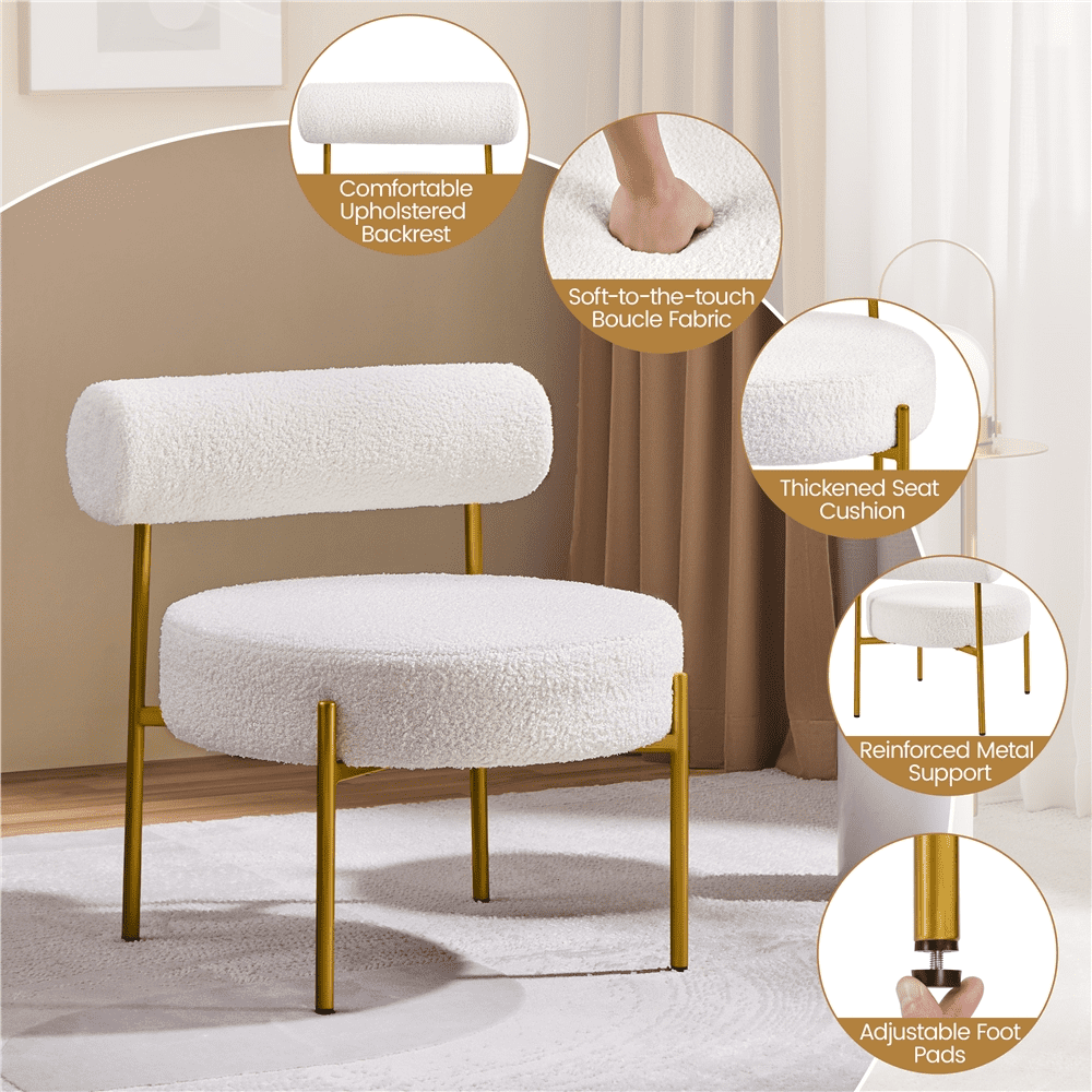 Renwick Boucle Accent Chair for Living Room, White