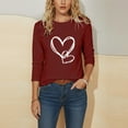 thumbnail image 6 of ABATAB Plus Size Womens 3/4 Sleeve V Neck T Shirts Valentina's Day Spring Shirts Love Heart Printed Gift Casual Tees Clothes, 6 of 6