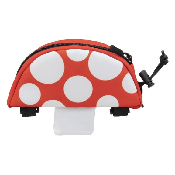 Snack! Mushroom Frame Bag Red/White 8x5x1.5in Hook & Loop Straps