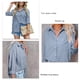 thumbnail image 5 of Blusa de ajuste casual Cuello en V Abotonado Manga larga enrollable Cuello vuelto Blusa holgada Azul claro 2XL, 5 of 6