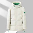 thumbnail image 4 of Chaqueta deportiva brillante de plumón de longitud media para hombre y mujer, para parejas, gruesa, cálida, para frío extremo, color negro y dorado, 4 of 5
