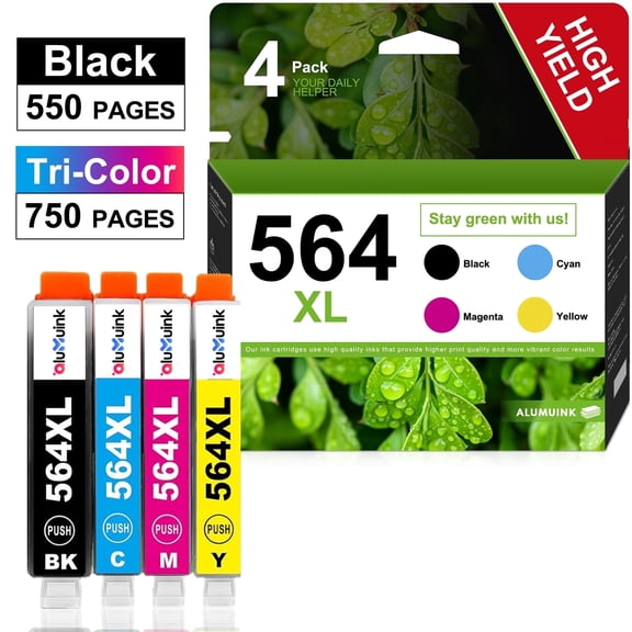 564XL Ink Cartridge Compatible for 564 XL Printer Ink Cartridges Combo Pack OfficeJet Pro for 3520 4620 Printer (Black Cyan Yellow Magenta)