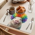 thumbnail image 3 of Funny Pig Placemats Set of 4 Rainbow Abstract Animals Place Mats Indoor Wipeable Table Mats Washable Cloth Dining Table Placemats for Kitchen Holiday Party Home Decor 13x19 Inch, 3 of 9