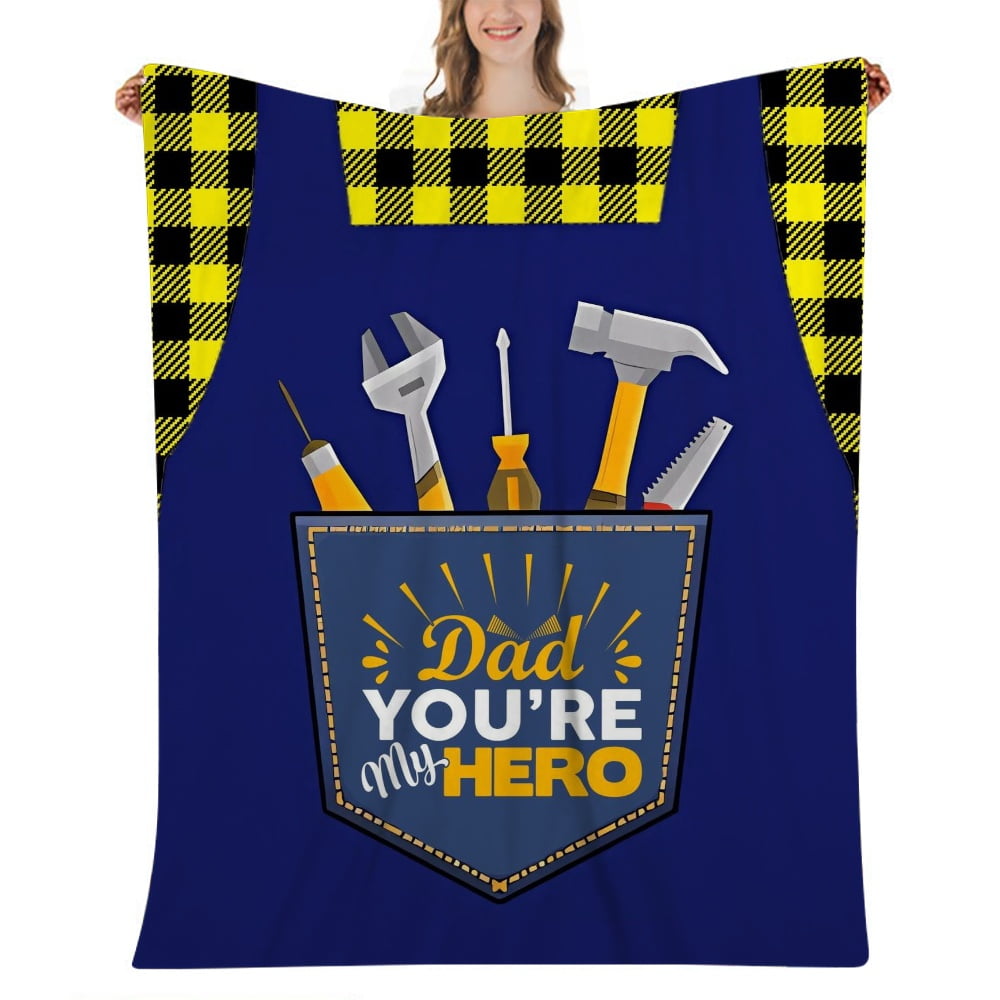 Happy Fathers Day Fleece Blanket, Super Soft Plush Throw Blankets