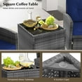 thumbnail image 4 of Gymax 5 PCS Rattan Furniture w/ 2 Ottomans & Tempered Glass Coffee Table Patio Navy, 4 of 4