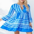 thumbnail image 3 of Femmes Été Floral Mini Robe Boho Flowy Robes Courtes Robe de Cocktail à Manches Longues, 3 of 7