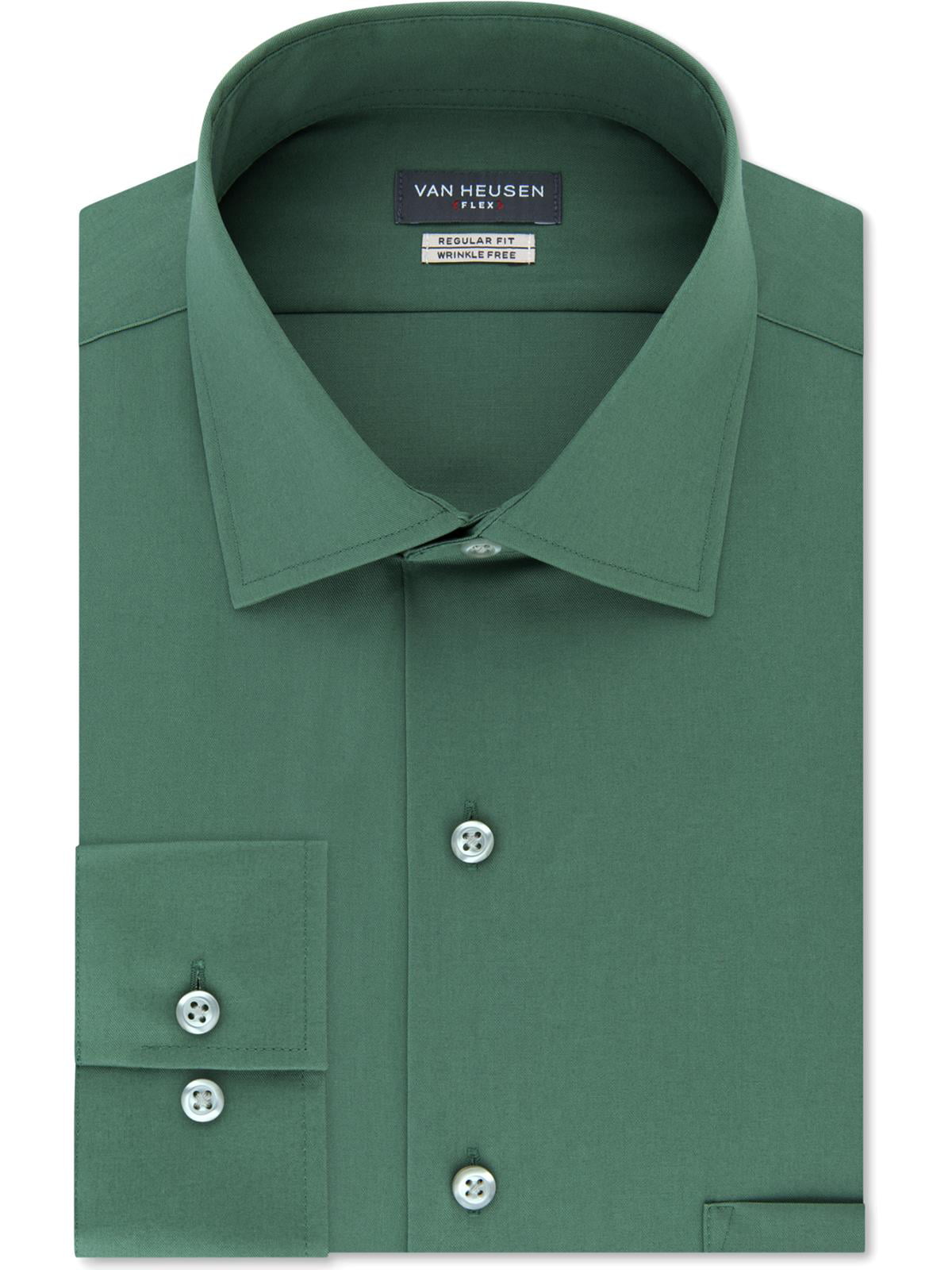 Van Heusen - Van Heusen Mens Big Fit Stretch Collar Dress Shirt Green M ...
