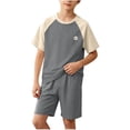 thumbnail image 2 of Amidoa Boys 2 Piece Outfits Summer Clothes Cute Printed T Shirt Graphic Short Sleeves Casual Shorts Kids Clothing Sets Gray Size 12, 2 of 6