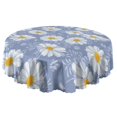 thumbnail image 5 of Round Tablecloth Daisy 60 Inch Wrinkle Free Table Cover Dining Kitchen, 5 of 5