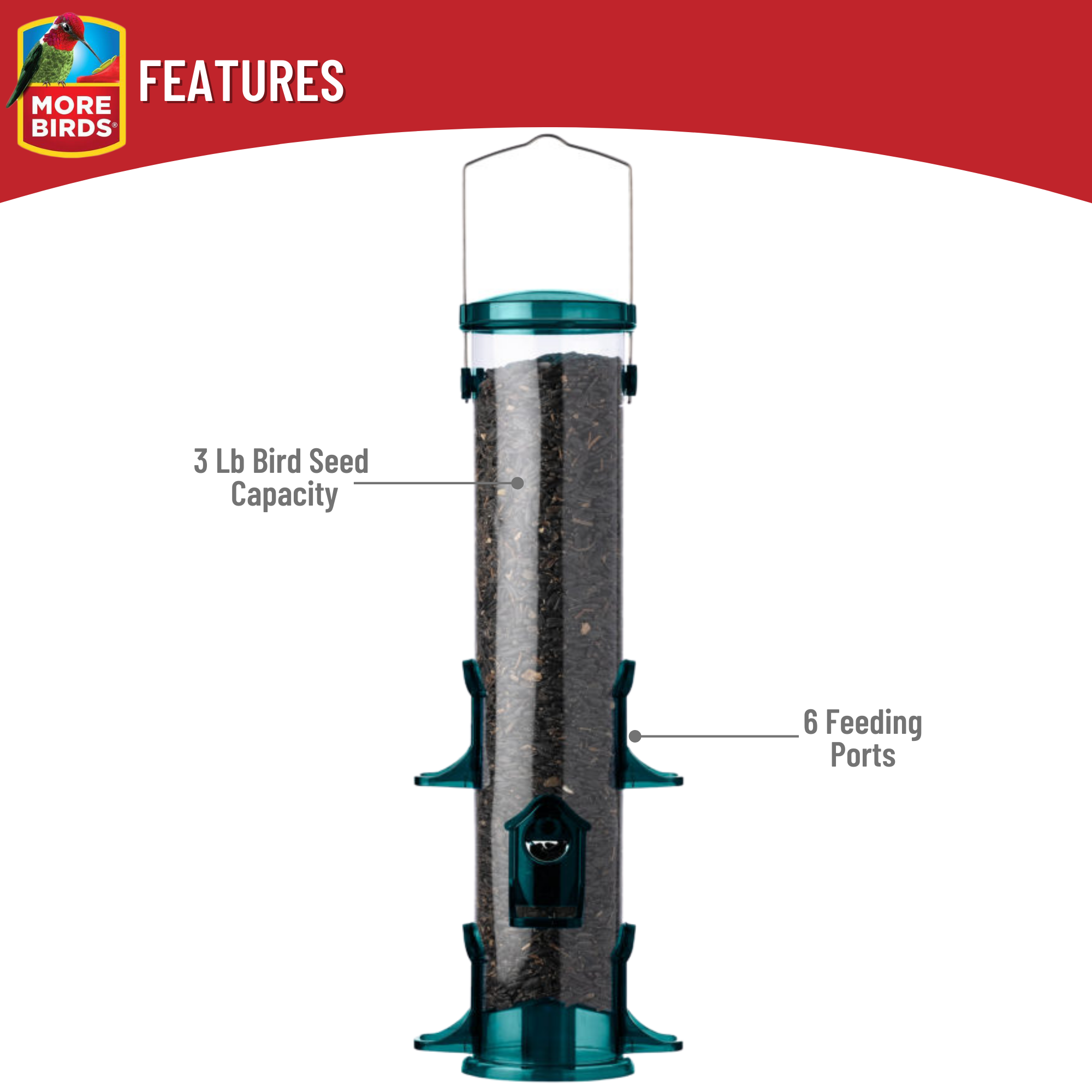 More Birds Jumbo Songbird Tube Feeder photo 2