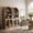 Bijou Camel D - 2, variant on BELLEZE Arched Bookshelf with Glass Doors, 71" Tall Wood Display Cabinet with Adjustable Shelf and Hutch, 5 Tier Modern Bookcase Shelf with Storage for Living Room Office, Camel