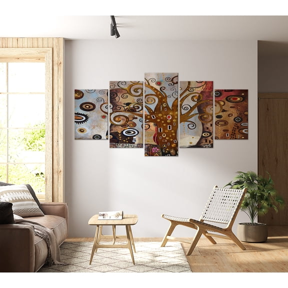 Tiptophomedecor Abstract Canvas Wall Art - Joy Of Life 5 Piece - Stretched & Framed Ready To Hang Art