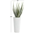 thumbnail image 3 of DecMode 34" Artificial Aloe Vera Plant in Realistic Leaves and White Fiberglass Pot, 3 of 8