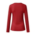 thumbnail image 5 of GEWSEY Long Sleeve Shirts for Women V Neck Ribbed Knit Fitted Fall Basic Tshirts Going Out Tops 2025 Casual Trendy Clothes (Red, S), 5 of 5