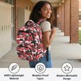 thumbnail image 4 of Chririnla Red, Gray & White Camouflage Pattern Lightweight Laptop Bookbag with Breathable Multi-Pocket Casual Daypack, Water Repellent 17 Inch Elementary School Bag for Daily Use Middle High School, 4 of 10