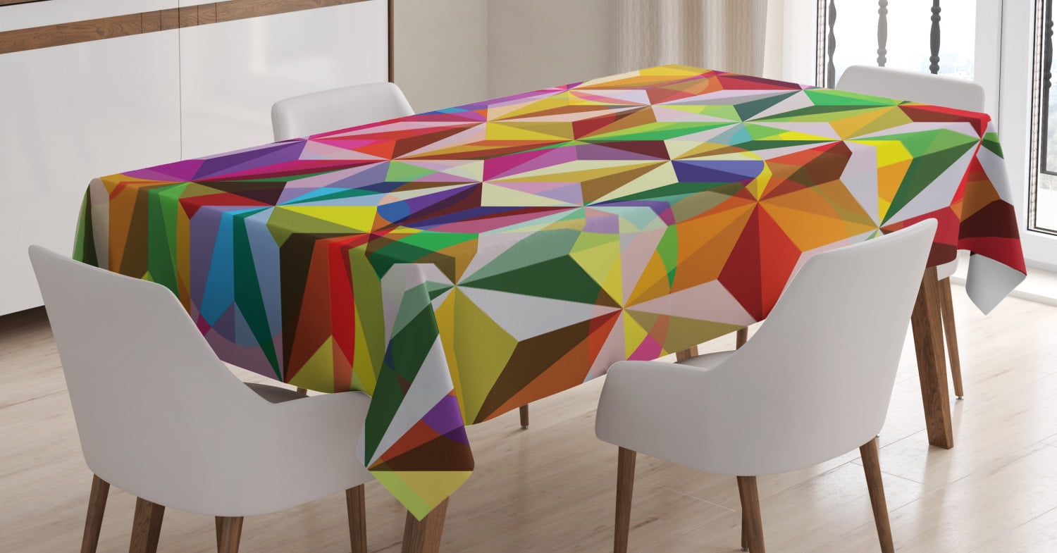 Oblong Printed Tablecloth Dining Table Cover Home Bohemia Grid 