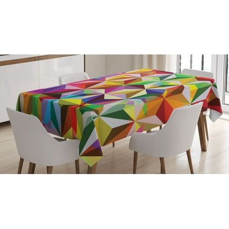 

Geometric Tablecloth Rainbow Colored Stacked Cube Pattern Mosaic Grid Design Sixties Inspirations Rectangular Table Cover for Dining Room Kitchen 60 X 90 Inches Multicolor by Ambesonne