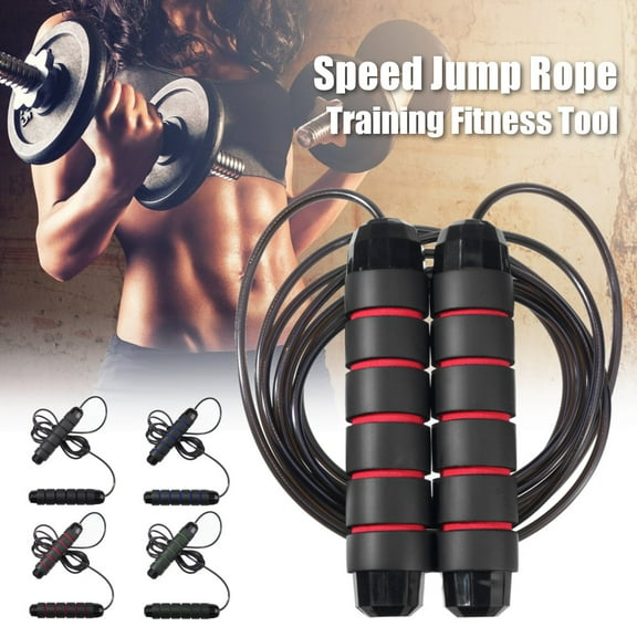 Hmount Deeroll Adjustable Speed Skipping Jump Rop Counter Sports Weight-bearing Skipping Rope Crossfit Lose Exercise Fitness Equipment(Black&Red)