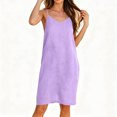 thumbnail image 4 of ClodeEU Women's V Neck Sleeveless Slip Dress, Casual Spaghetti Strap Midi Dress Purple,Women's Plus XXL, 4 of 6
