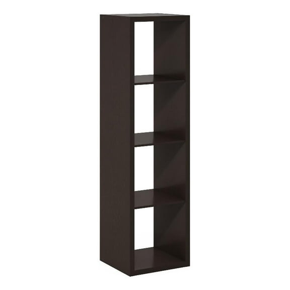 Pemberly Row Open Back Decorative Verticle Cube Storage Organizer in Dark Oak