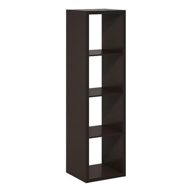 Pemberly Row Open Back Decorative Verticle Cube Storage Organizer in Dark Oak